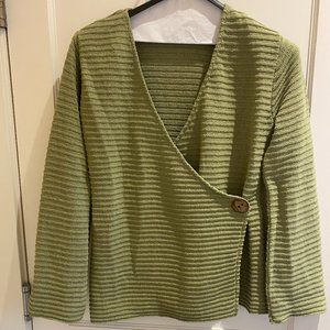 New Flora "Made in New England" Green Wrap Sweater